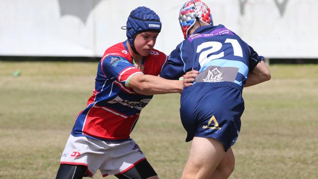 Action galleries of the junior rugby union grand finals, match played at Surfers Paradise Home Ground. Helensvale Hogs Vs Surfers Paradise Dolphins under 13s division. Picture Mike BatterhamAction galleries of the junior rugby union grand finals, match played at Surfers Paradise Home Ground. Helensvale Hogs Vs Bond Uni Pirates under 14s division. Picture Mike Batterham