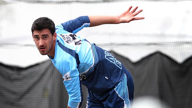 Mitchell Starc during a Blue training session. Picture. Phil Hillyard