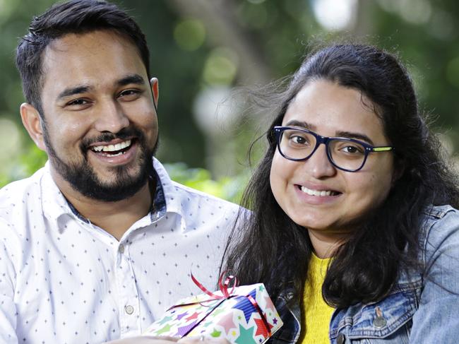 (LR) Russel Vincent and his  fiancÃ©  Sayantani Chatterjee preview for Valentines day at Hyde Park on the 7th of February  Picture: Adam Yip