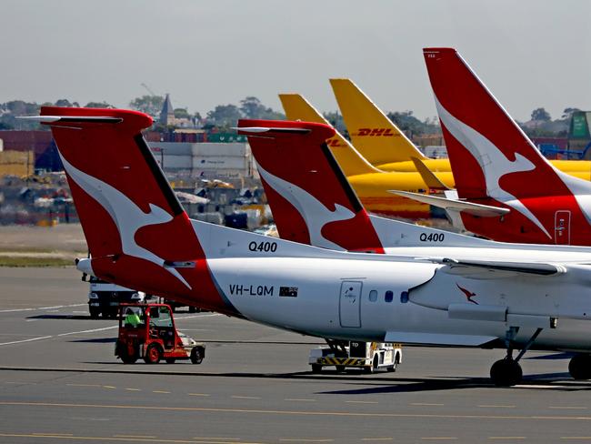 SYDNEY, AUSTRALIA - NewsWire Photos - OCTOBER 14, 2022: General generic editorial stock image of Qantas aircraft at Sydney Domestic Airport. Picture: NCA NewsWire / Nicholas Eagar