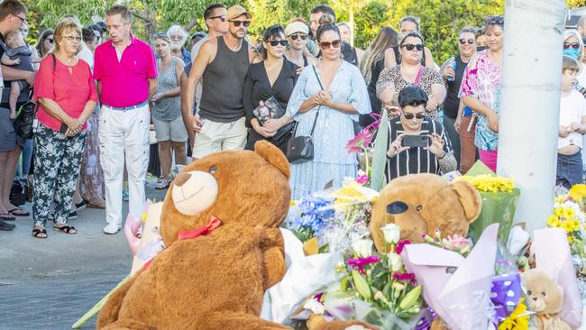 Dozens of people gathered for a candlelight vigil at the site of Tuesday afternoon’s crash. Picture: Richard Walker