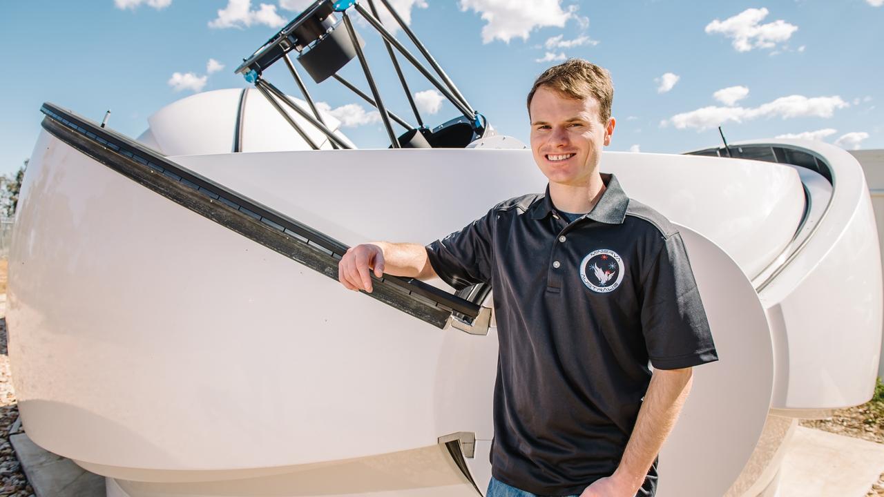 Astronomer Dr Brett Addison at the University of Southern Queensland's Mount Kent Observatory (USQ Photography)