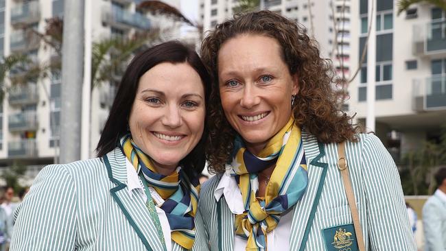 Sam Stosur with Anna Meares at the Olympic Village.