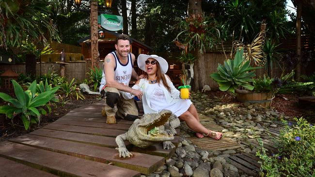 Steve and Jay Filliponi created the colourful Mt Evelyn yard. Picture: Nicki Connolly