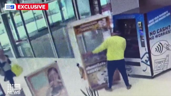 CCTV of the moment he took the machine at Parabanks Shopping Centre. Picture: 9News