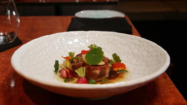 Pork with apple and radish at O. My in Beaconsfield.