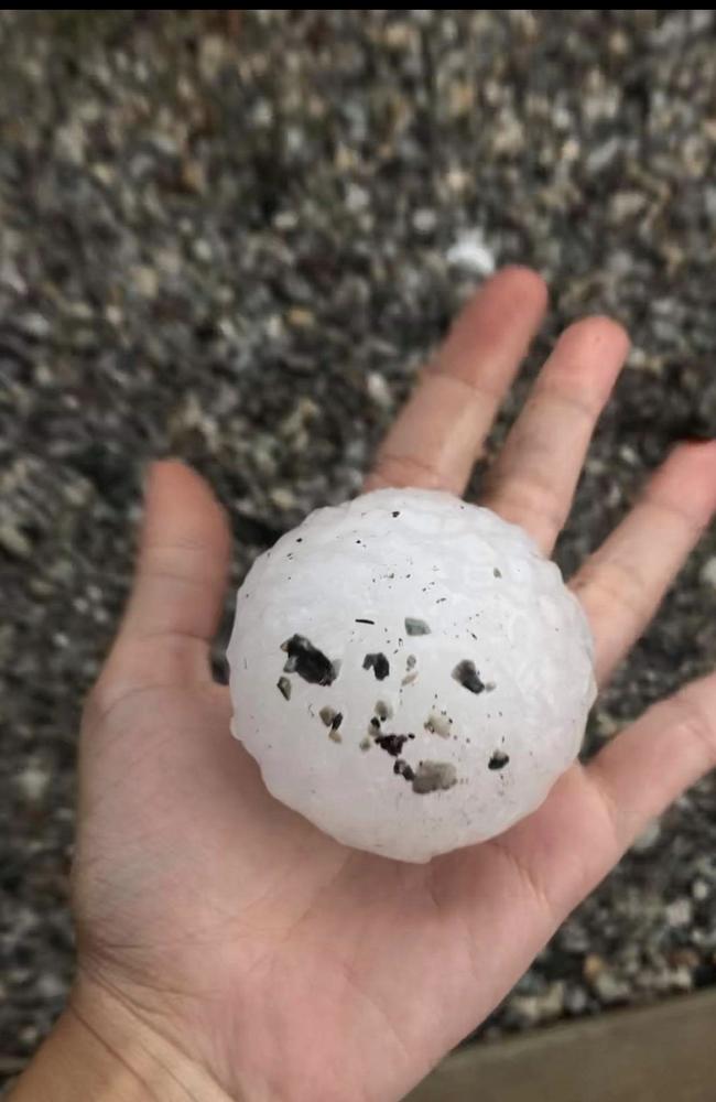 13cm hailstones in Wilsons Pocket. Picture: Bonny Dowling