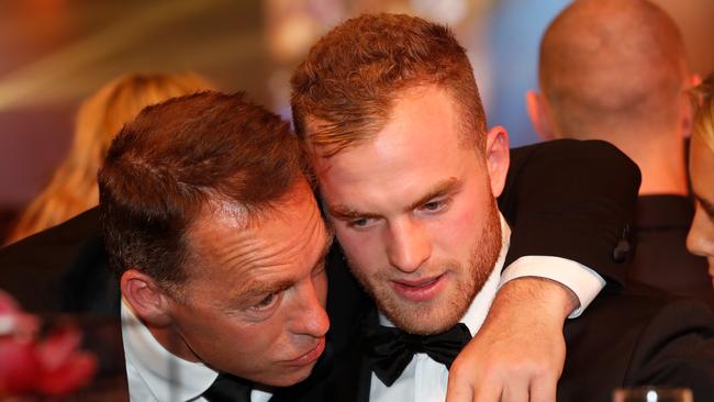 Tom Mitchell with coach Alastair Clarkson at the 2018 Brownlow. Picture: AFL Media.