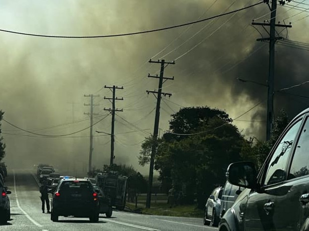 Large smoke plumes could be seen billowing from the house on Bray St, Coffs Harbour. Picture: Facebook