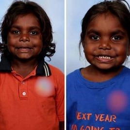 Stuart, 7, and Margaret, 6 - the two children filmed cable-tied in the drive way. Picture: 9News