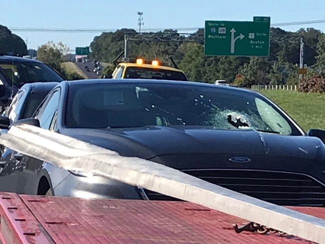 A piece of metal fell out of a passing truck. Picture: Handout