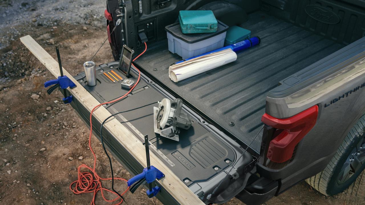 The F-150 Lightning can act as a mobile generator and can power electrical tools.