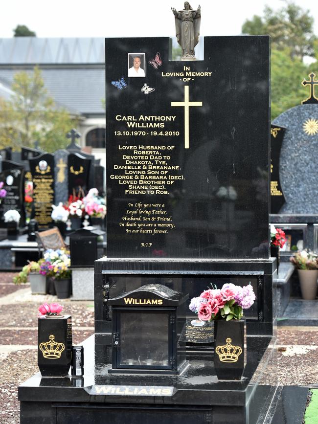 Carl Williams grave at Keilor Cemetery. Picture: Jay Town