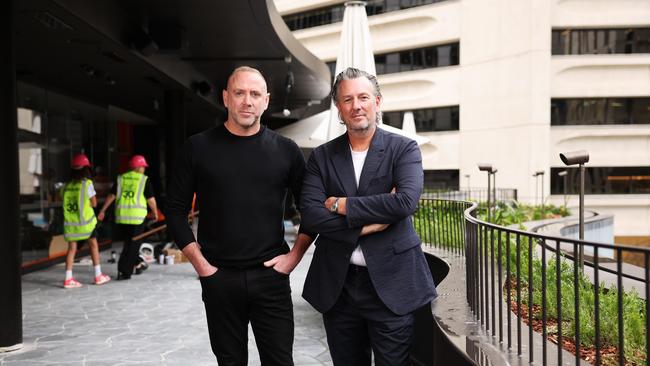 Culinary Director Joel Bickford with Brett Robinson from The Point Group. Pictured at the soon to be launched venue, The International. Picture: Rohan Kelly.