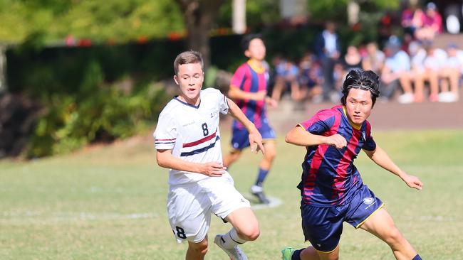 GPS First XI football between Brisbane State High and the Southport School. Saturday May 6, 2023. Picture: George Galanos.