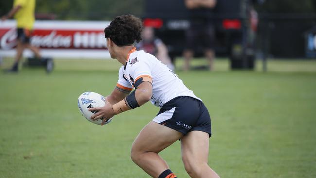 Brooklyn Milford in action for the Macarthur Wests Tigers against the North Coast Bulldogs during round two of the Laurie Daley Cup at Kirkham Oval, Camden, 10 February 2024. Picture: Warren Gannon Photography