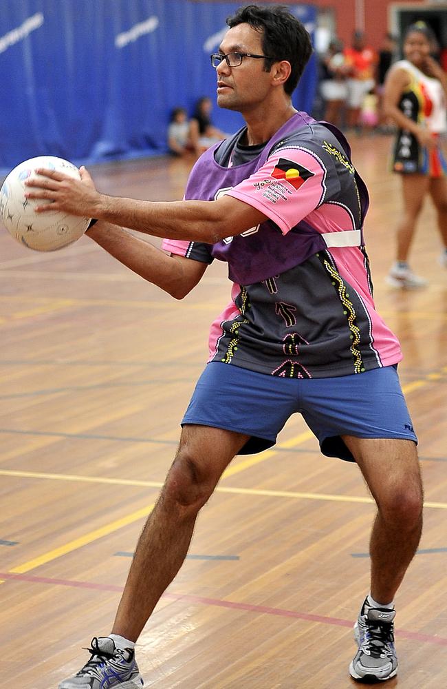 On the court at the launch of the Aboriginal and Torres Strait Islander Netball Association. Picture: Brad Cooper)