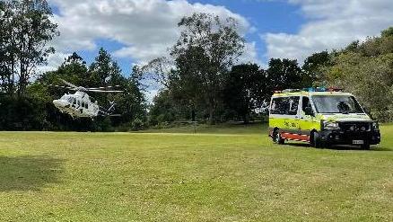 The Lifeflight helicopter was called to Kandanga following the incident, in which the man broke multiple bones.