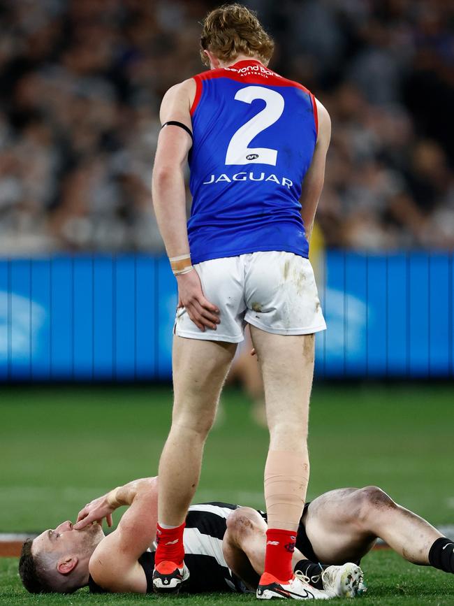 Jacob van Rooyen reacts after the incident. Picture: Michael Willson/AFL Photos