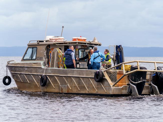 Prime Minister Anthony Albanese on board a Tassal boat, when he took a tour of the salmon pens at their Strahan salmon operation, in December, last year. Picture: NewsWire / Supplied