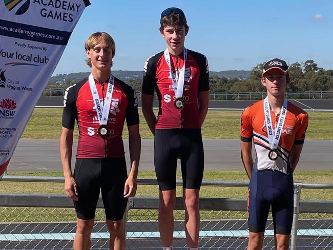 Cameron Harrison on top of the podium for the Illawarra Academy of Sport, joined by Harry Ludman in 2nd. Picture: Supplied