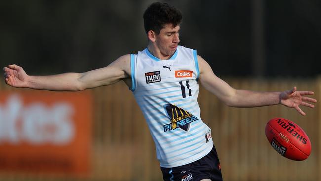 Connor Evans has had a tough season but could be drafted. Photo by Rob Lawson/AFL Photos