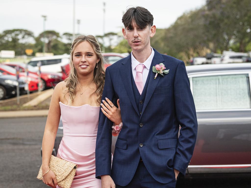 Graduate Kaelim Bidlake is partnered by Lani Brosnan at The Industry School formal at Clifford Park Racecourse, Tuesday, November 12, 2024. Picture: Kevin Farmer