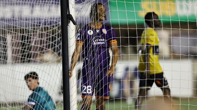 Kaelan Majekodunmi in the net after scoring an own goal. Picture: Pema Tamang Pakhrin