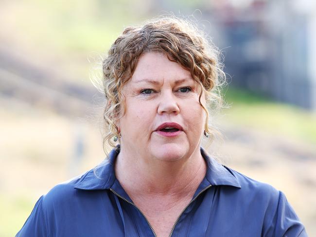 Hobart Lord Mayor, Anna Reynolds addresses the media. Picture: Zak Simmonds