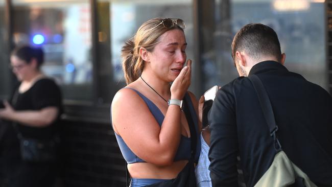 A distressed shopper outside Bondi. Photo Jeremy Piper