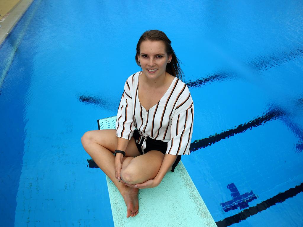 Taneka Kovchenko returned to the Gold Coast Aquatic Centre six months on from withdrawing from the Commonwealth Games. Picture: Adam Head