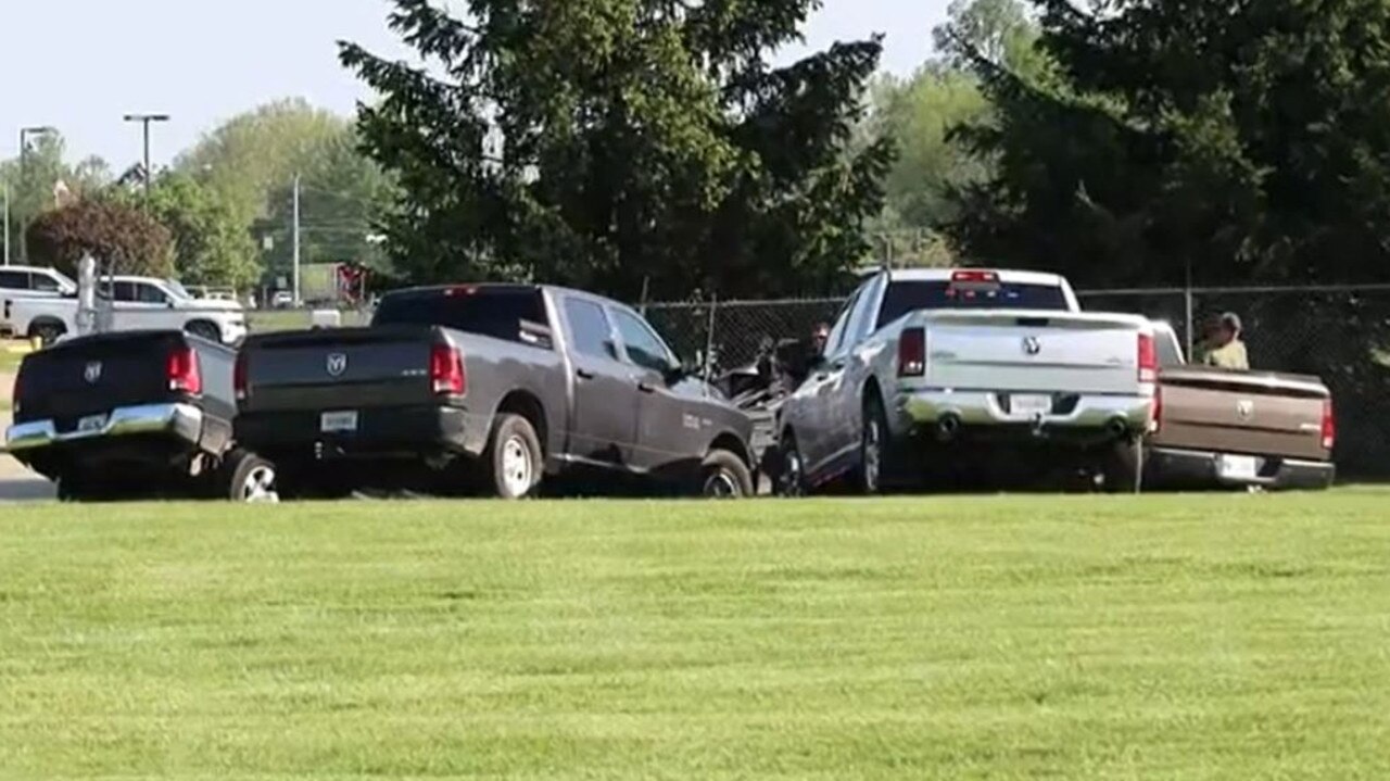 The pair were captured after a dramatic car chase and crash. Picture: Supplied.