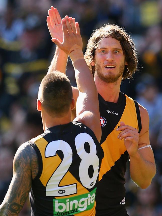 Vickery and King during their playing days with Ricmond. Picture: Getty Images