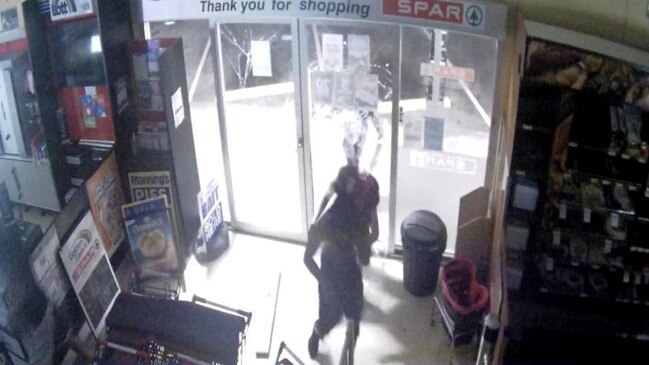 CCTV video captures alleged offenders stealing from the Spar at Holloways Beach. Picture: Supplied