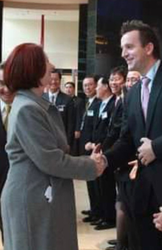 Paul Schenk meeting former Australian Prime Minister Julia Gillard. She was the first, and to date, the only, woman to hold office. Photo: Supplied