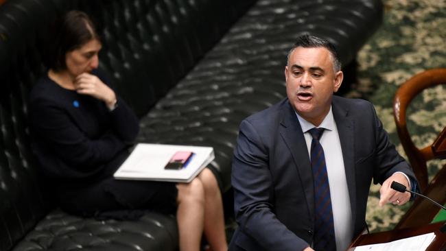 John Barilaro and Premier Gladys Berejiklian in parliament. Picture: NCA NewsWire/Bianca De Marchi