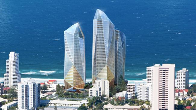 Riding's proposed $900 million tri-tower project, Jewel, which is planned for Surfers Paradise.