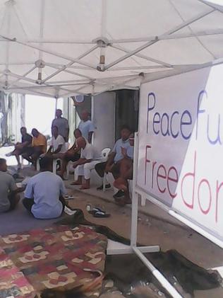 Wanting change ... asylum seekers on Manus Island. Picture: Refugee Action Coalition