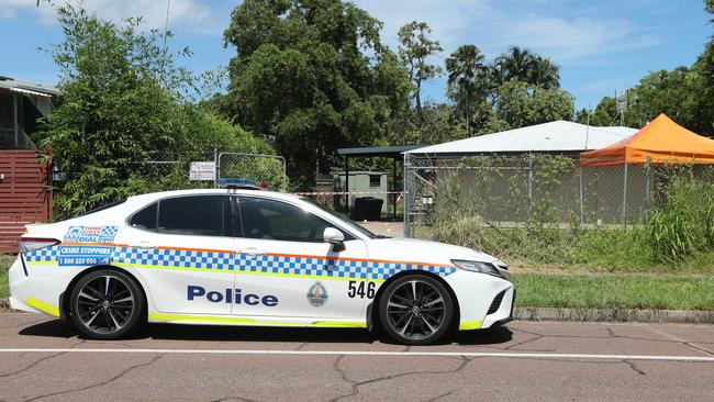 NT Police investigate a suspected domestic violence homicide after a 31-year-old woman allegedly fatally stabbed her 33-year-old partner and a 51-year-old woman at a home in Alawa on Friday, February 28. Picture: Zizi Averill