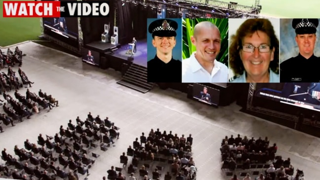 Police officers killed on Eastern Freeway honoured at emotional service