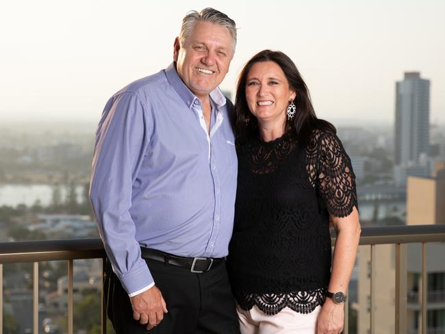 Ray Hadley and fiancee Sophie Baird in 2019. Picture: Luke Marsden