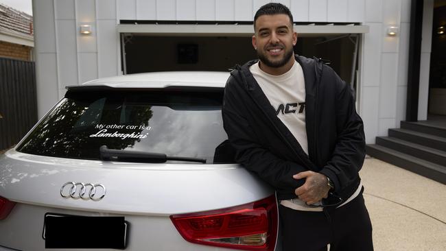 ’Lambo Guy’ Adrian Portelli appears to be trying to change his name to ‘Mr. Audi’ at The Block auctions. Picture: Supplied/Channel 9