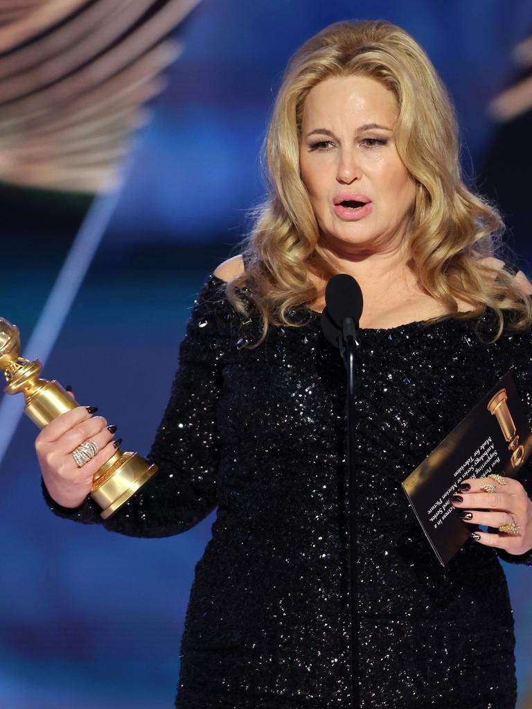 Coolidge accepts a Golden Globe in January this year. Picture: Getty