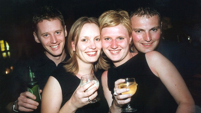 Nick Wraith, Jo Cawood, Rachel Wraith and Ian Taylor at O’Malley’s, 2000.