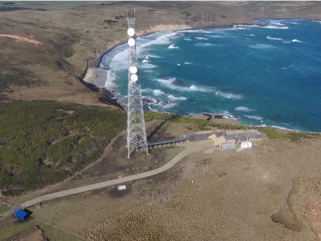 Drone footage captures the Cape Grim Baseline Air Pollution Station at kennaook/Cape Grim. Picture: Bureau of Meteorology