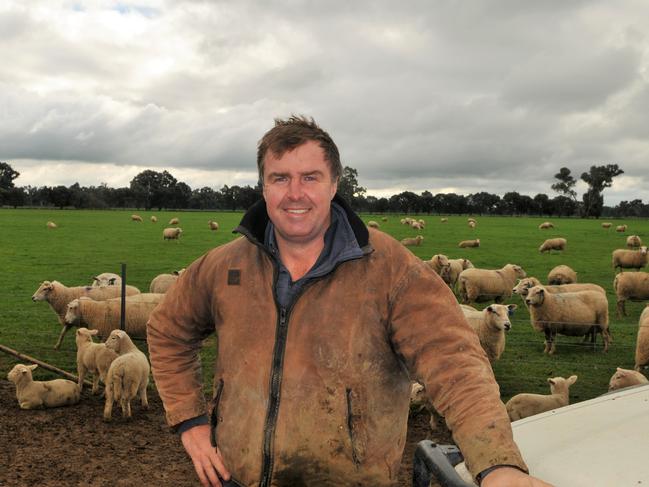 Sheep farmer Tom Bull on his farm near Holbrook in southern NSW in July 2019. Tom is breeding sheep for marbling to produce 'the Wagyu of the lamb world'. Winner of The Weekly Times Coles 2018 Farmer of the Year. Picture: JAMES WAGSTAFF