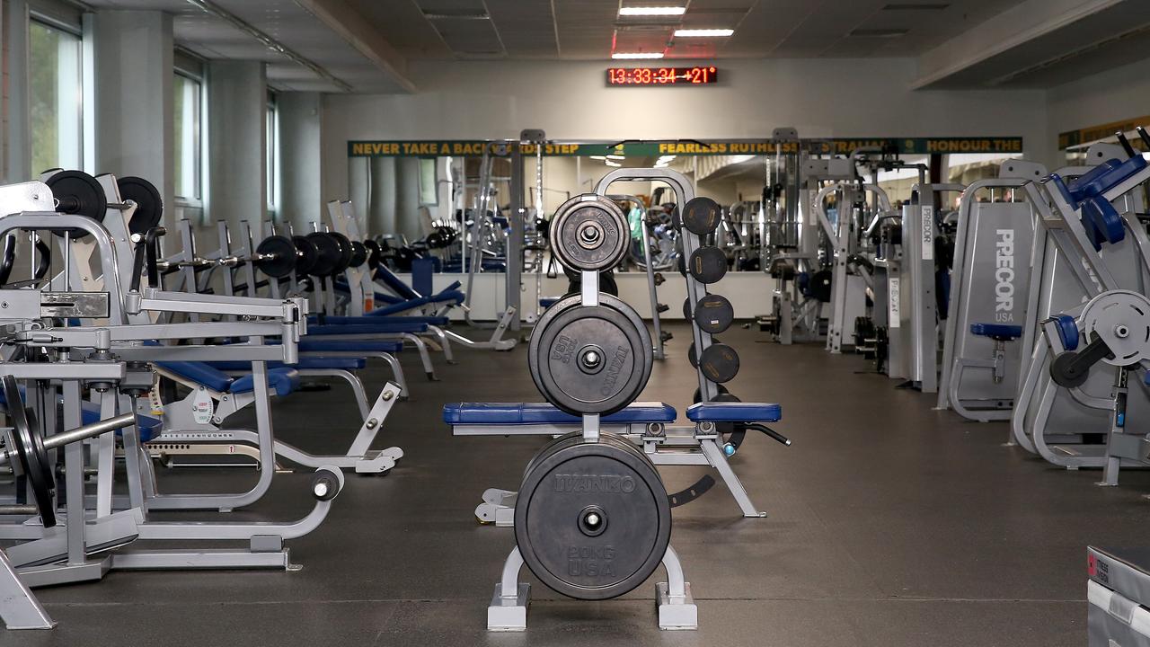 The gym with motivational banners hung on the walls. Picture: Toby Zerna