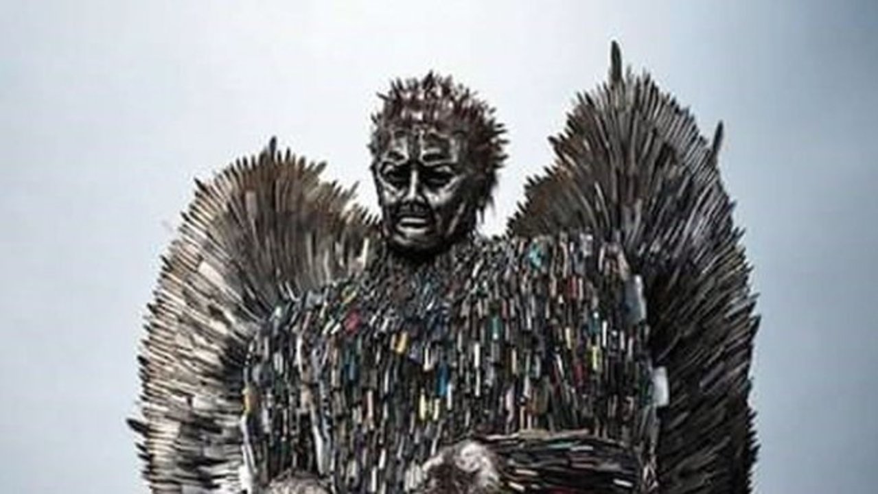 Angel Sculpture Made of Confiscated Weapons Installed at Liverpool Cathedral