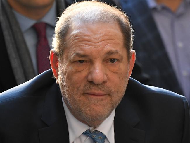 Harvey Weinstein arrives at the Manhattan Criminal Court, on February 24, 2020  in New York City. - The jury in Harvey Weinstein's rape trial hinted it was struggling to reach agreement on the most serious charge of predatory sexual assault as day four of deliberations ended February 21, 2020 without a verdict. The 12 jurors asked New York state Judge James Burke whether they could be hung on one or both of the top counts but unanimous on the three lesser counts. The disgraced movie mogul, 67, faces life in prison if the jury of seven men and five women convict him of a variety of sexual misconduct charges in New York. (Photo by Johannes EISELE / AFP)