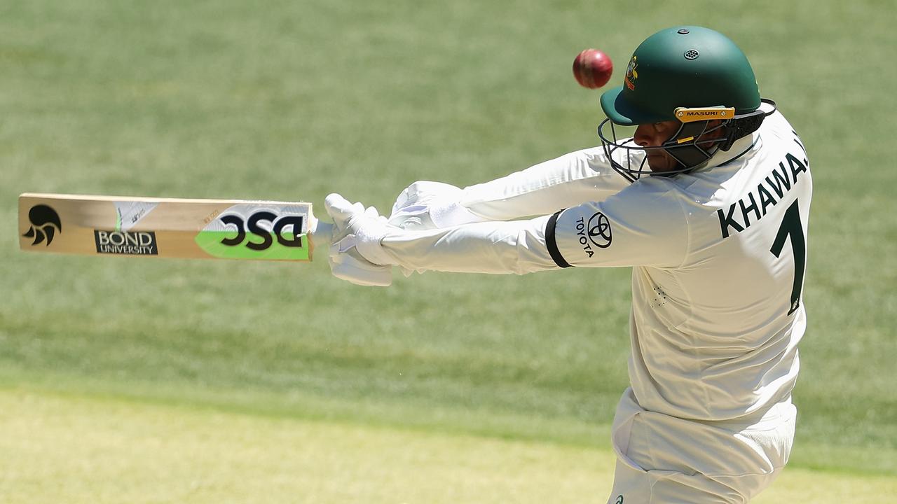 Usman Khawaja of Australia bats during day four of the Men's First Test match between Australia and Pakistan at Optus Stadium on December 17, 2023 in Perth, Australia (Photo by Paul Kane/Getty Images)